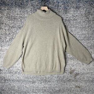 FP Beach Sweater Womens XS Beige Mock Neck Oversized Knit Pullover Free People